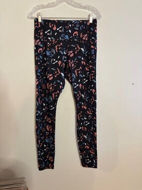 Avia Black Leggings with Pink and Blue Abstract Print